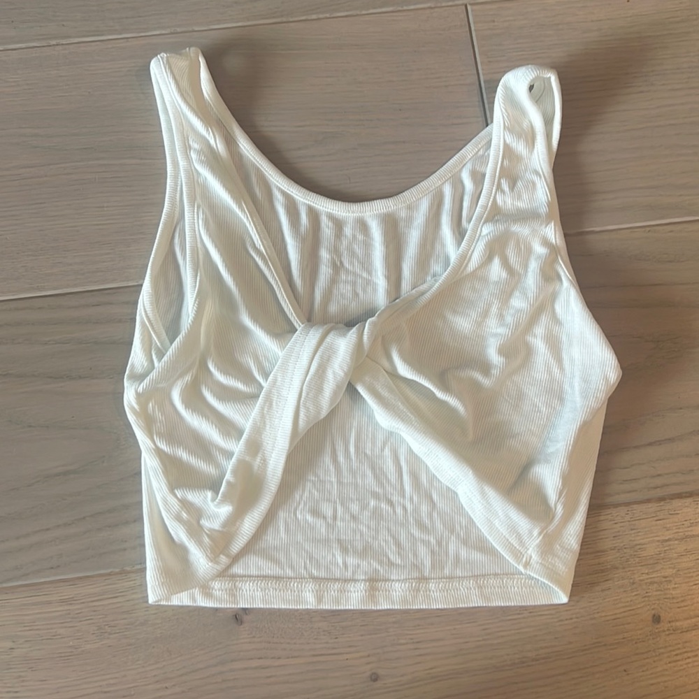 White tie front crop top